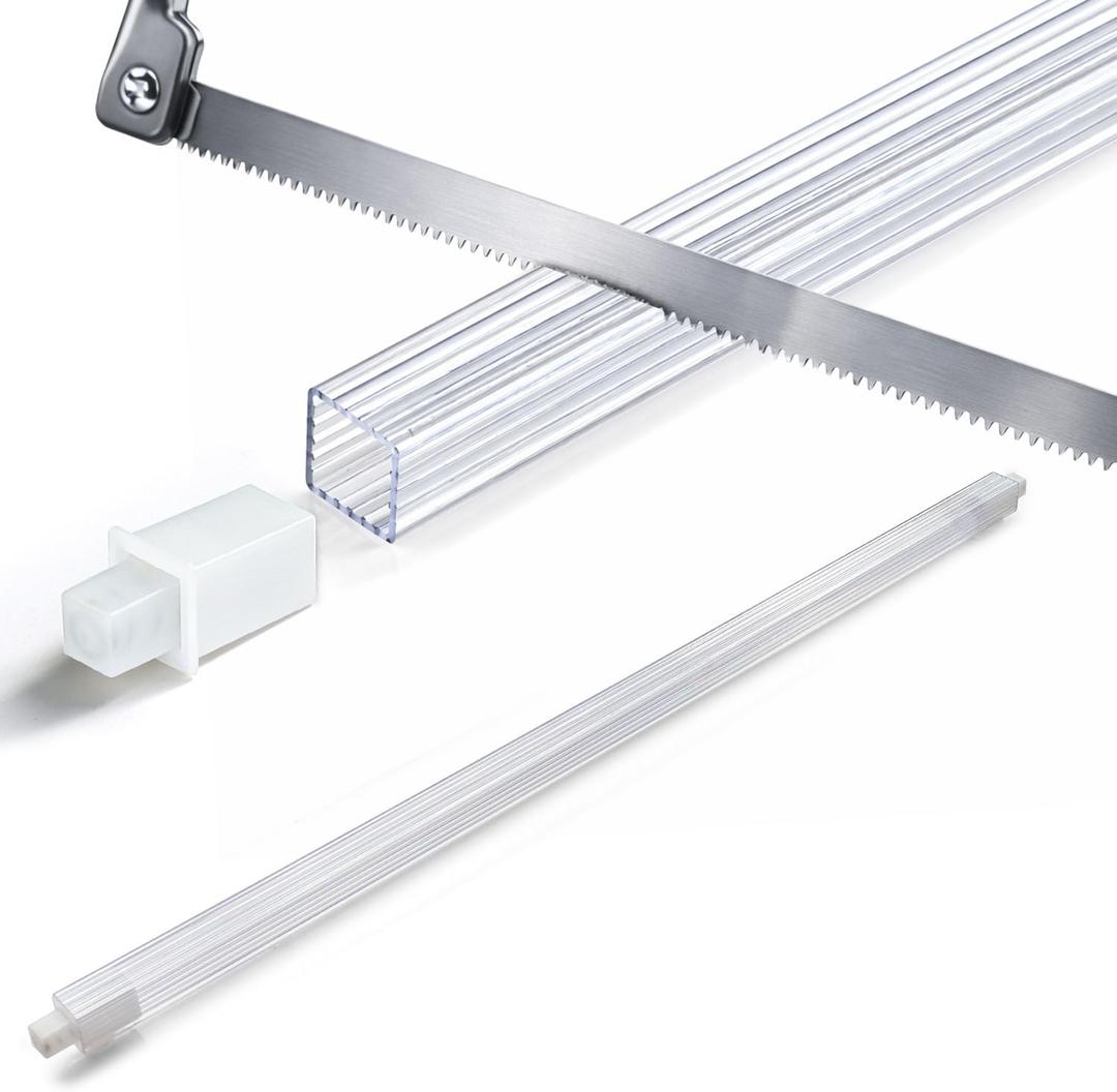 24 Inch Clear Acrylic Towel Bar Replacement Rod for Black Ceramic Holder, Square Spring Loaded Adjustable Insert, Transparent Plastic Bathroom Shower Towel Rack Pole, Cut to Fit, Easy Install