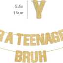 2 x Pre-Strung Ur a Teenager Bruh Banner - Gold Glitter, Happy 13th Birthday Decorations for Girls, 13 Year Old Party Sign for Boys