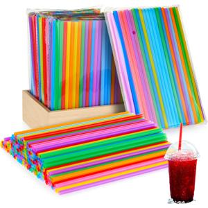 Eaasty 1000 Pcs Colorful Disposable Drinking Plastic Straws Bulk, 0.24'' Diameter and 7.87" Long Plastic Long Disposable Drinking Straws (Multicolor)