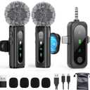 GoorDik Wireless Lavalier Microphone for iPhone, Android, USB C, PC, Camera Video Recording 4 in 1 Clip-on Mics with Rotatable Clip&Denoise Recording, for Vlog Tiktok YouTube Podcast Content Creator