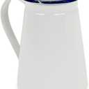 Cheung's Lacquered White Jug with Blue Rim Decor Table Dcor