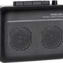 Portable Cassette Player Recorder with Bluetooth Transmitter, Small Cassette Tape Player with Headphone Jack, Build-in Speaker, Microphone Jack, Powered by AC Adapter or AA Battery- Black