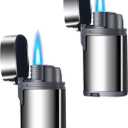 Urgrette 2 Pack Torch Lighter Refillable Butane Lighters Single Jet Flame Mini Pocket Lighter Gas Adjustable Flame for Camping BBQ Grill Candle Party (Without Fuel)