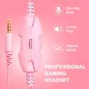IMYB A88 Gaming Headset with Mic for Ps5, Pc, Xbox One Series X/s, Ps4, Switch, Stereo Wired Noise Cancelling Headphones with Microphone for Computer, Laptop, Mac, Nintendo, Games (Pink)