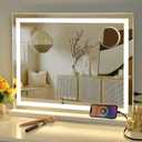 Vanity Mirror with Lights, 23" x 18" Makeup Mirror, Hollywood Mirror with 3 Color Modes & Adjustable Brightness, Detachable 10x Magnification and USB Charging Design (White) (23"L x 18"W)