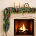 Artificial Cedar Christmas Garland Real Touch Realistic Soft and Thickness Garland Faux Full Greenery Holiday Garland for Mantel Fireplace Front Door Indoor Outdoor Xmas Decor (6FT-Lush Cedar)