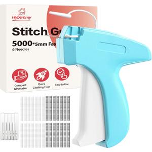 Stitch Gun for Clothes, Portable Handheld Tagging Gun for Clothing, Stitch Quick Clothing Fixer Includes 2500 Black Fasteners & 2500 White Fasteners with 6 Needles, Blue