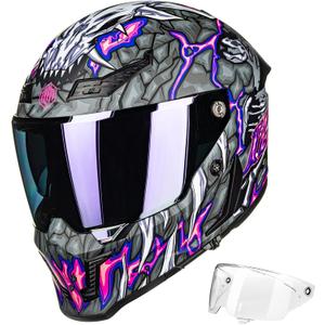 ILM Motorcycle Helmets for Adult Men Women Full Face DOT ECE Powersports Dual Visor Street Racing Helmet with Pinlock Cascos para Motos Model MF509 (Day1 Purple, M)