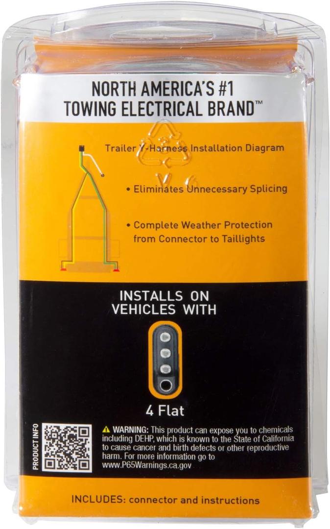 Hopkins Towing Solutions 48255 25' 4 Wire Flat Trailer Side Y-Harness Connector