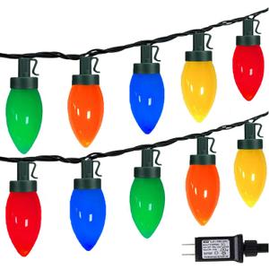 C9 Christmas Lights Outdoor, 33ft 50 LEDs Christmas String Lights with 8 Modes, 5 Sets Connectable, IP65 Waterproof Outdoor Indoor Vintage Fairy Lights for Christmas Tree Holiday Party Decor (Multicolor)