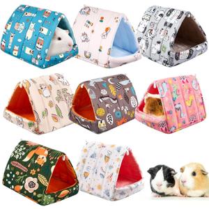 Cinnvoice 8 Pcs Guinea Pig Hideout, Guinea Pig Bed Washable Small Animal Cage Accessories for Bunny Hedgehog Mouse Chinchillas Hamsters Ferrets Rats (7.9 in)