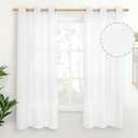 YoungsTex 63 Inch Length White Semi Sheer Curtains for Living Room 2 Panels, Linen Drapes with Bronze Grommet Light Filtering Window Treatments for Bedroom, 42 X 63 Inch