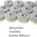 15-Degree Collated Wire Coil Siding Nails 1-1/4Inch x 0.092Inch 3600 Count Full Round-Head, Ring Shank, Hot-Dipped Galvanized for Rough Nailing of Lathing and Sheathing Materials