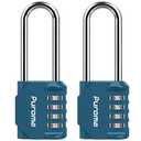 Puroma 2 Pack 2.6 Inch Long Shackle Combination Lock 4 Digit Outdoor Waterproof Padlock for Hasp Locker Lock, Sports Locker, Fence, Gate, Toolbox, Case, Hasp Storage, Cabinets (Peacock Blue)