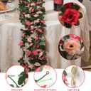 12 Pcs 99Ft Flower Garland with Lights, Pink Floral Garland Rose Vines | Artificial Rose Garland Decorations Fake Hanging Flower Vines for Bedroom Table Birthday Wedding Party Wall Decor, 12 Packs