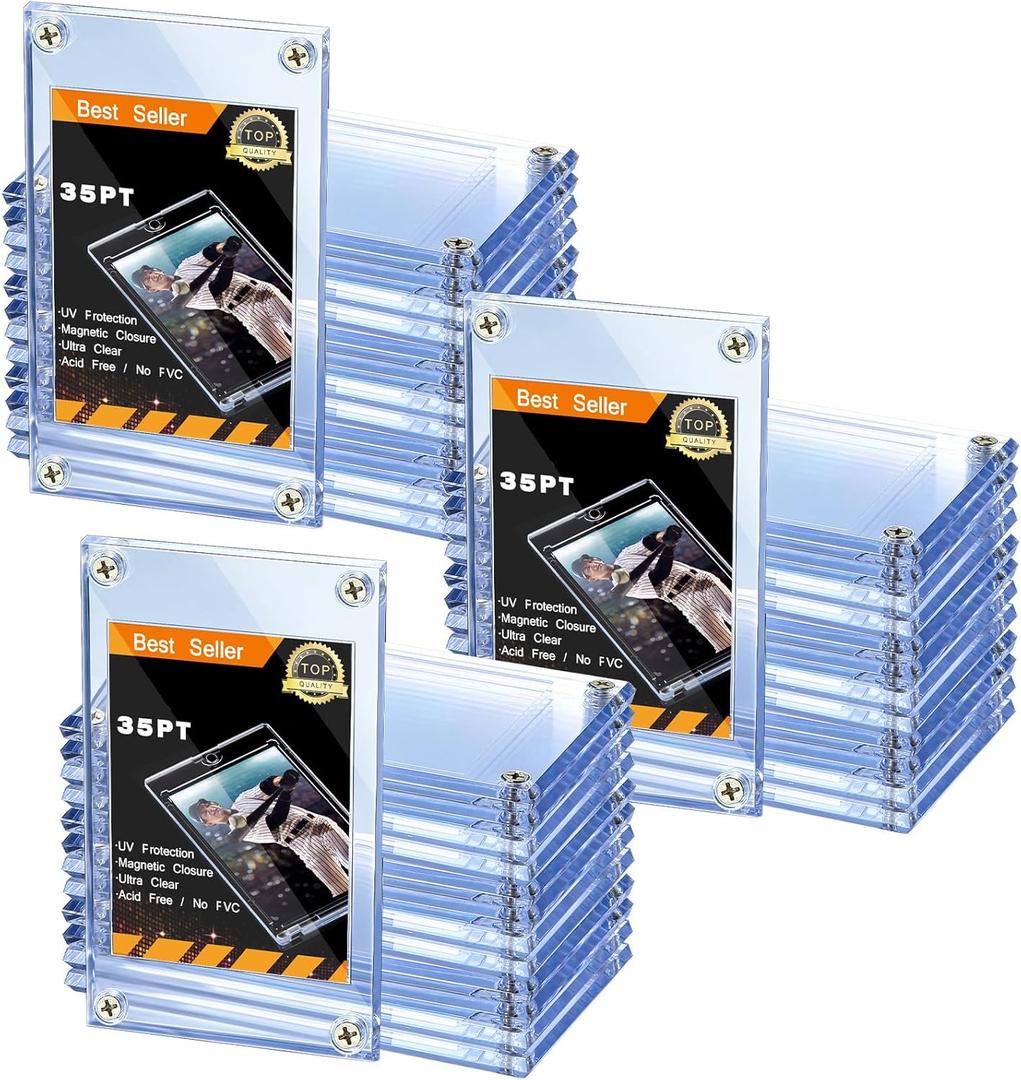 25 Pieces Acrylic Card Holder Screw Trading Card Protector 35 PT Clear Protectors for Baseball Football Sports Game Cards Storage and Display