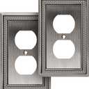 Henne Bery Sunken Pearls Heavy Duty Decorative Wall Plate Switch Plate Outlet Cover (Single Duplex, 2 Pack, Heirloom Silver)