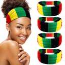 Hoteam 4 Pack Juneteenth Headbands Rasta Headband Pan African Jamaica Juneteenth Hair Accessories Red Black Green African Colors Headwrap for Women Workout Party Parade Outfits(Red Yellow Green Black)