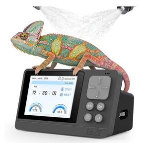 J&A Reptile Mister Automatic Misting System with Temp & Humidity Probe, Adjustable Spray Nozzles, Quiet Operation for Reptile Tank & Terrarium, Suitable for Lizards, Chameleon, Snakes (Grey & Black)