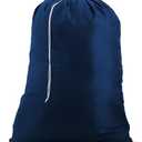 Nylon Laundry Bag - Locking Drawstring Closure and Machine Washable. These Bags will Fit a Laundry Basket or Hamper and Strong Enough to Carry up to Three Loads of Clothes. (Navy Blue)