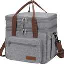 Maelstrom 23L Insulated Lunch Box For Men Women,Expandable Double Deck Lunch Cooler Bag,Lightweight Leakproof Tote Bag With Side Tissue Pocket,Gray (B. 23L Gray)