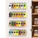 Wall Mounted Acrylic Spice Rack 4 Pack, 12 Inch Clear Pantry Door Organizer, Floating Spice Organizer, Adhesive or Screw Mounted Cabinet Seasoning Shelf