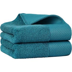 PiccoCasa 100% Cotton Hand Towels, 2 Pack Thick Face Towel Set Design, Super Soft and Highly Absorbent Hand Towel for Bathroom (Teal, 16 x 30 Inch)