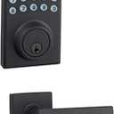 Amazon Basics Contemporary Electronic Keypad Door Lock, Keyless Entry Deadbolt with Handle Set, Easy Installation, Matte Black