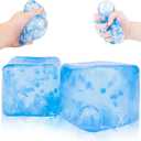 Ice Cube Stress Balls - 2Pack Sensory Squishy Toys for Kids and Adults Anxiety Relief - Funny Fidget Stress Balls Squishy Stress Calming Toys for Autism & ADHD Children (2Pack Ice Cube)