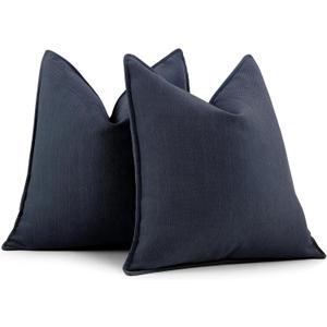 ZWJD Navy Pillow Covers 16x16 Set of 2 Chenille Throw Pillow Covers with Elegant Design Soft and Luxurious Decorative Throw Pillows for Couch, Bed, and Home Decor