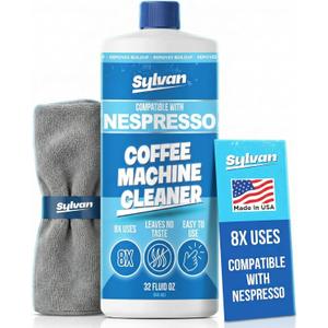 Descaling Solution Compatible with Nespresso Vertuo | Free Cleaning Cloth | 12 Month Supply | Made in the USA | Descaling Kit for all Nespresso Machines | 32 Oz | Coffee Machine Cleaner and Descaler