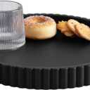 Decorative Tray for Coffee Table, Living Room, Side Table, 11" Black Round Concrete Home Decor Serving Trays for Accent Table, Console Table