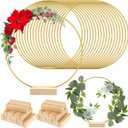 18 Pcs Floral Hoop Centerpiece with Stand 14 Inch Metal Rings Macrame Rings Large Craft Table Hoop Wreath for Wedding Decor DIY Hanging Dream Catcher
