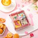 100 Pcs Small Charcuterie Boxes with Clear Lids Dessert Boxes Treat Cupcake Cake Slice Container Take Away Paper Disposable Food Containers for Sandwich Cookies Party Supplies(Pink, Bow)