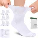 Bulinlulu Womens Diabetic Socks  6 Pairs Non-Binding Neuropathy Socks for Women 6-9 9-11 (Large, White)