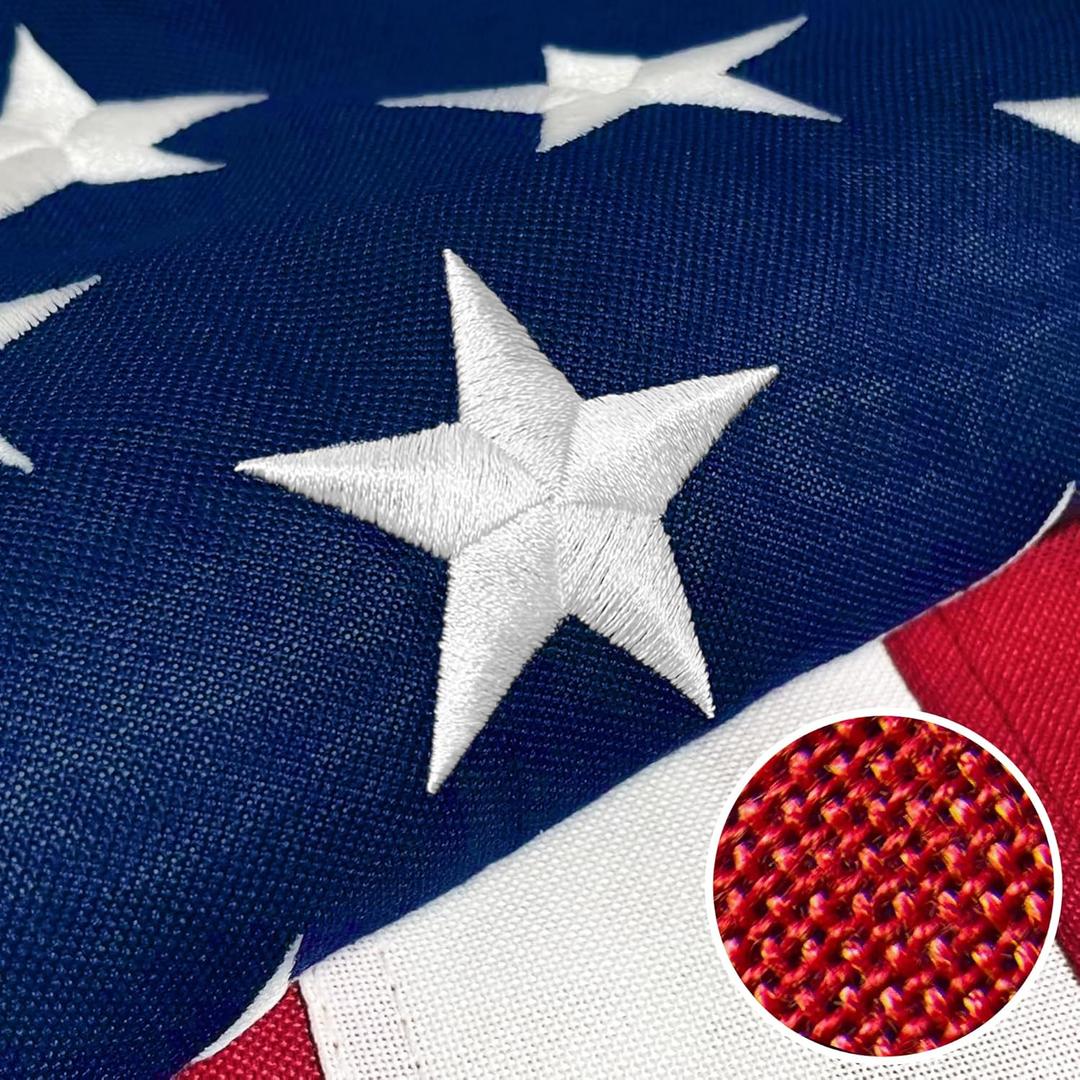 Premium American Flag 3x5 Ft 3 Pack TearProof Series for Outside, Heavy Duty OutdoorLongest Lasting, Super Tough Fade Resistant Spun Polyester, High Wind US Outdoor Flags Embroidered Stars, Sewn Stripes, Brass Grommets