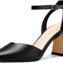 Juliet Holy Womens Closed Toe Heels Chunky Block Heel Ankle Strap Pumps Slingback Heeled Sandals (8, Black)
