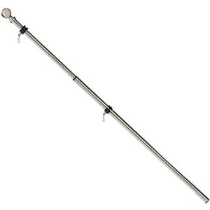 Evergreen Flag Telescoping 5ft Metal Flag Pole | Incl Two Tangle-Free Ring Clips | Stainless Steel | Wall Mounted for Home Garden Outdoor | House and 3'x5' American Flags with Pole Sleeve or Grommets