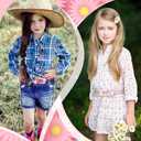 Xtinmee 2 Pcs Kids Rhinestone Belt Girls Western Cowboy Belt with Bling Diamond Studded and Sequin Leather