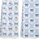 Blue and White Chinoiserie Bow Easter Egg Bunny Kitchen Towels 16x24 in Set of 2, Spring Cute Easter Rabbit Decorative Hand Towels for Bathroom Kitchen, Grandmillennial Decor Dish Tea Towel