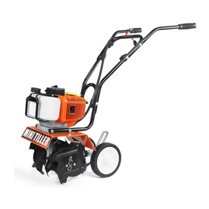 52cc 2 Stroke Gas Powered 4 Premium Steel Adjustable Forward Rotating Tines, Height Adjustable Wheels for Garden & Lawn, Digging, Weed Removal
