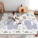79x71 Extra Large Baby Play Mat for Floor, Foldable Foam Playmat for Babies 0-12 Months & Kids, Non-Toxic Waterproof Baby Mat for Floor, Thick Playpen Mat for Tummy Time Crawling