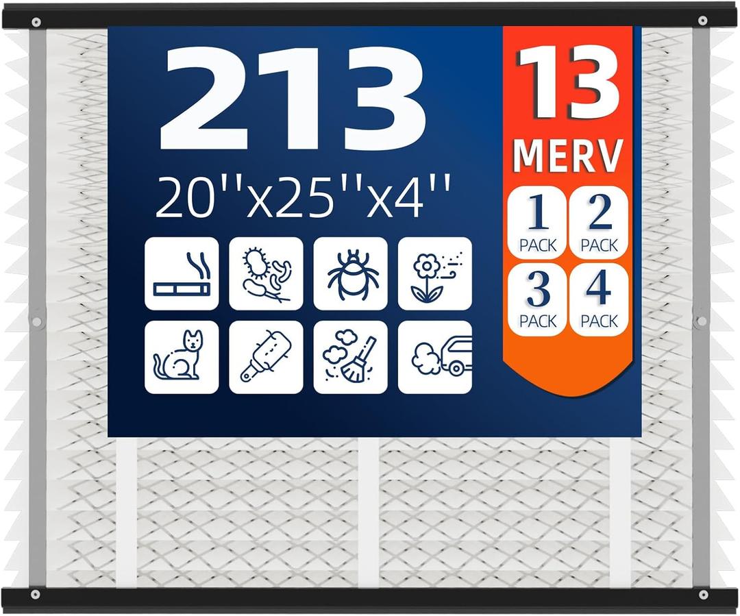 2 Pack 213 Replacement Air Filter, MERV 13,Actual Size: 20.47"x25.6"x3.94", Nominal Size: 20''x25''x4'', HVAC Furnace Filter, Compatible with AprilAire Models 1210, 1620, 2210, 2216, 3210, 4200