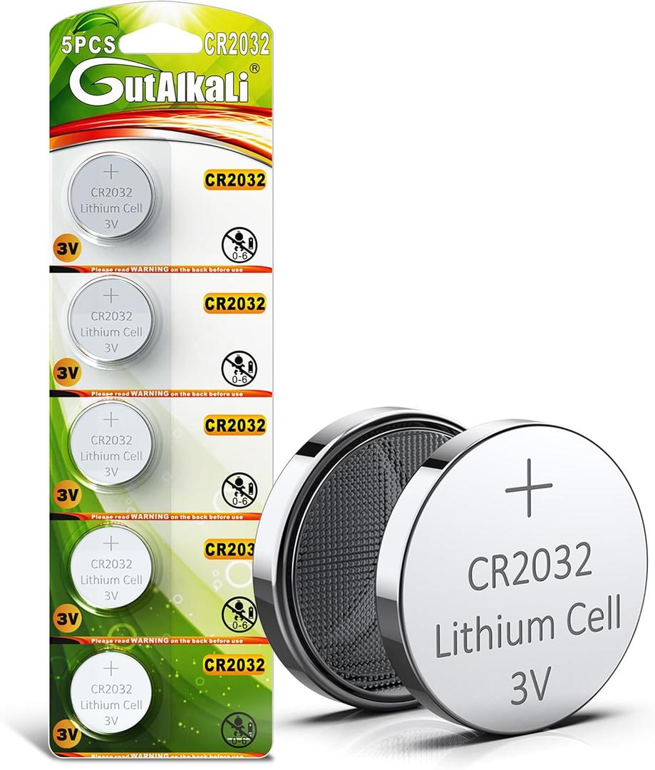4 x GutAlkaLi 5 Pack CR2032 Batteries - CR2032 3V Battery - CR 2032, 3 Volt Coin Battery
