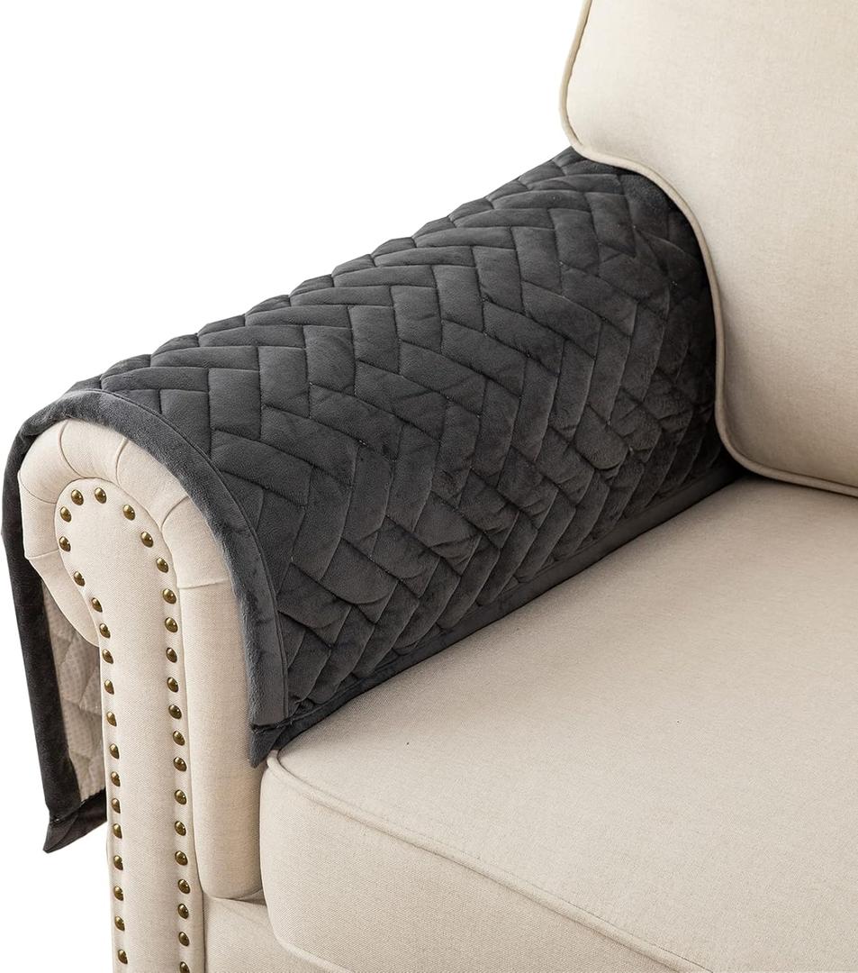 Eismodra Couch Cover, Sofa Cover, Armrest Covers, Backrest Covers, Anti-Slip Armchair Slipcovers for Dogs, Cats, Pet Loveseat Recliner Leather L Shaped, Dark Gray 28 x 28 Inches (Only 1 Piece) (28 '' x 28''/Square)