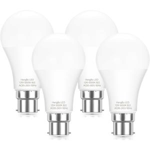 Bayonet Bulbs, 12W Equivalent 100W Halogen, 1200Lm, 6500K Daylight White 4-Pack