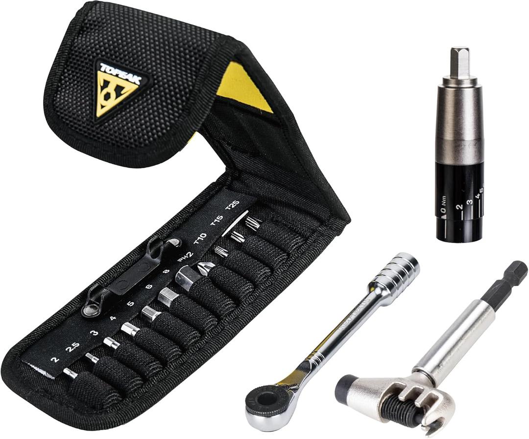 Topeak Ratchet Rocket Lite NTX+ Bike Repair Tool Kit  19 Function Compact Multitool with Adjustable Torque TorqBit (26 Nm), Allen & Torx Bits, Phillips Driver, Chain Tool, Magnetic Bit Holder & Case (One Size, Black)