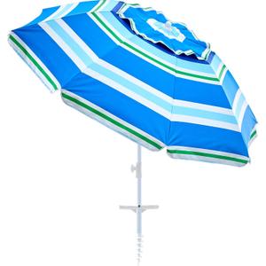 Outdoor Umbrella - Sun Protection, Rain Resistant, Windproof with Manual Open-Close Feature - Ideal for Beach, Camping, and Picnics (Blue White)
