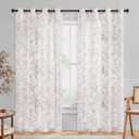 Beauoop Floral Curtains 84 Inches Long 2 Panels for Bedroom Living Room Pink Rose Flower Patterned Farmhouse Light Filtering Room Darkening Privacy Grommet Top Window Treatments Drapes, 50X84
