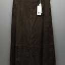 Vince Women's Mid Rise Flared Suede Skirt, Deep Espresso, 2